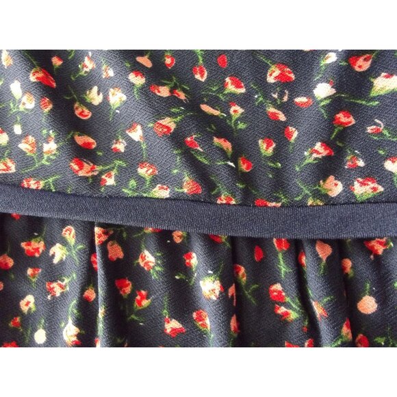 Max Studio Sz Small Navy Blue Pink Rosebud Floral Print Sleeveless Tiered Dress - Picture 9 of 12